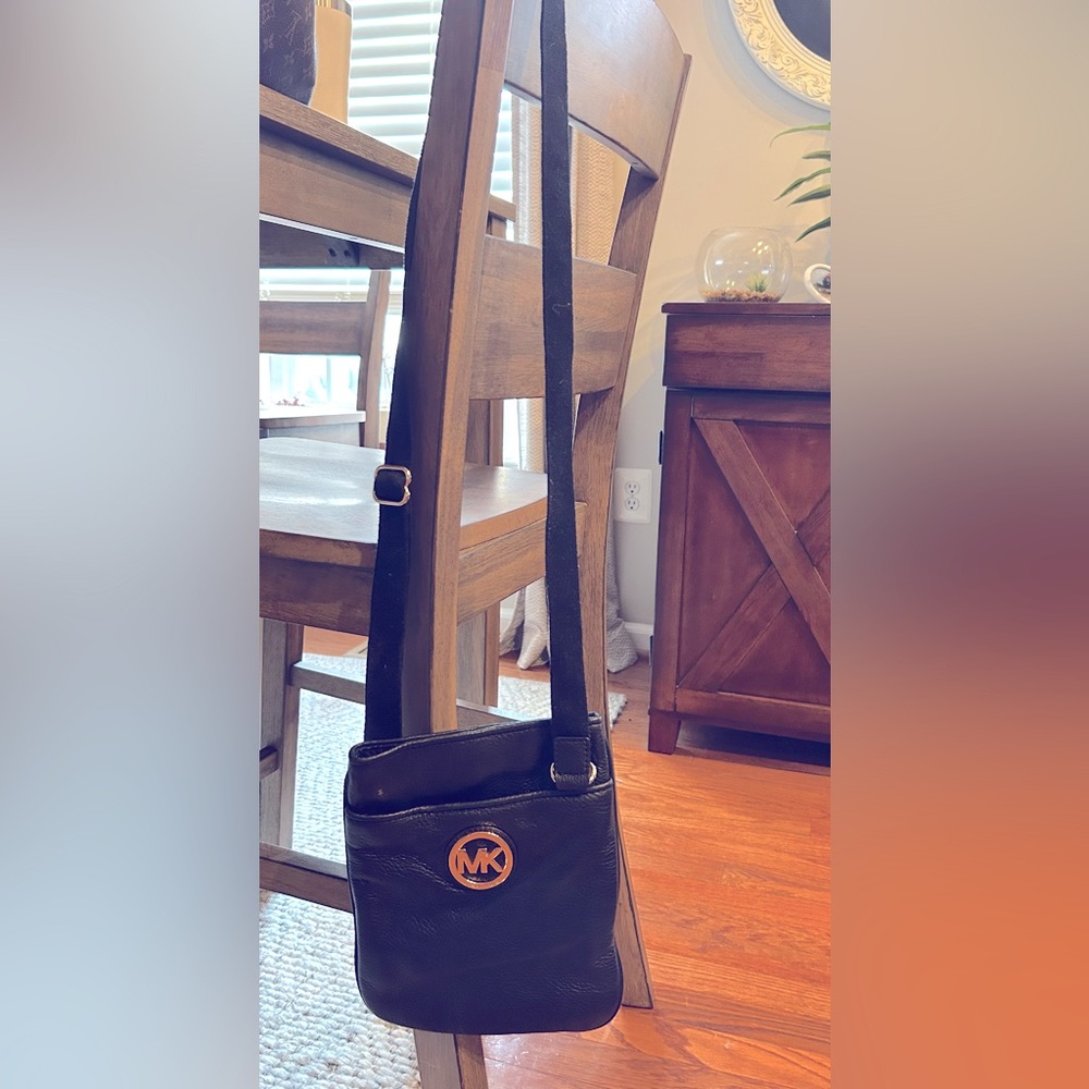 Michael Kors black leather crossbody bag
